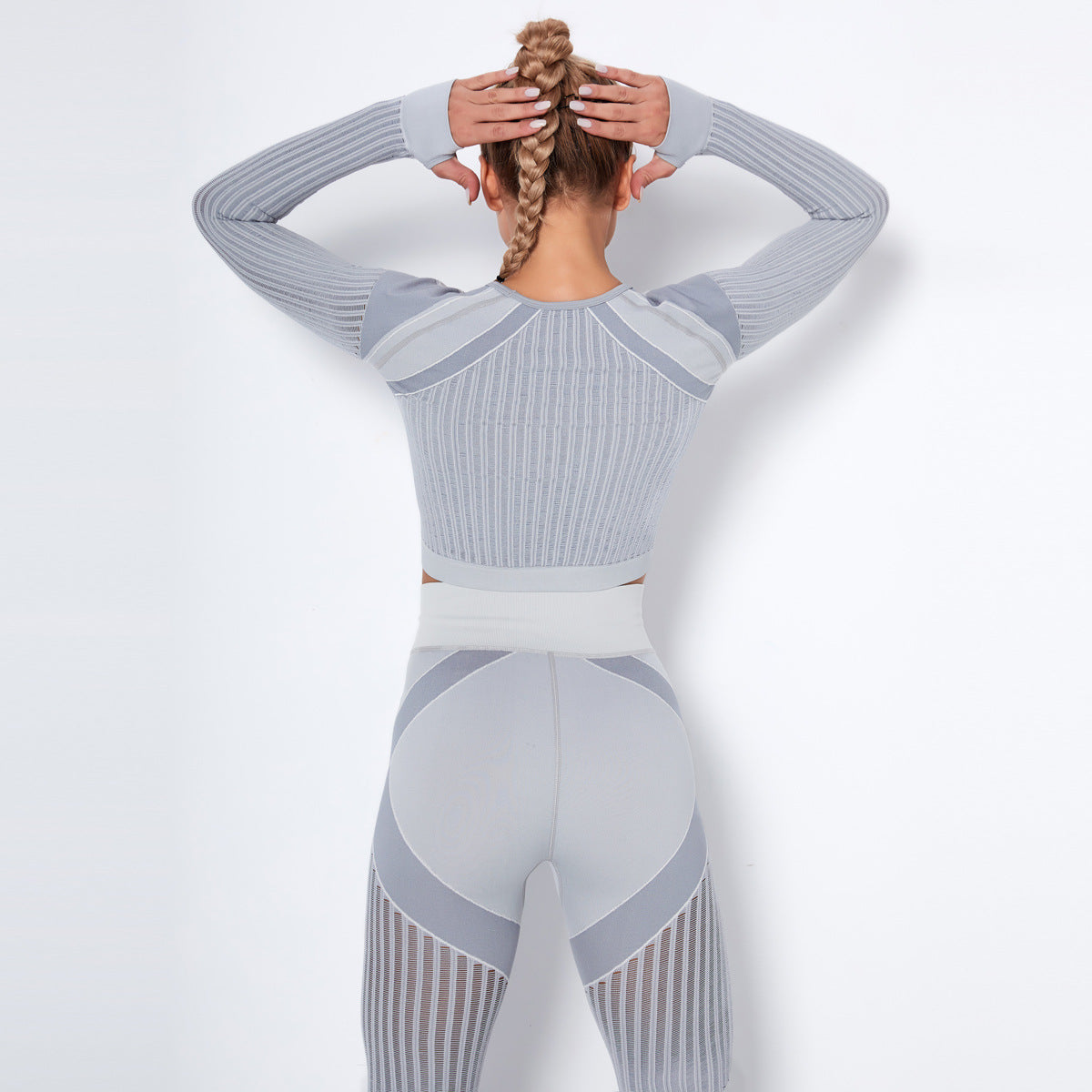 Yogadept hollow out Mesh Breathable Crop Tanks-Long Sleeves -  - CROP TANKS