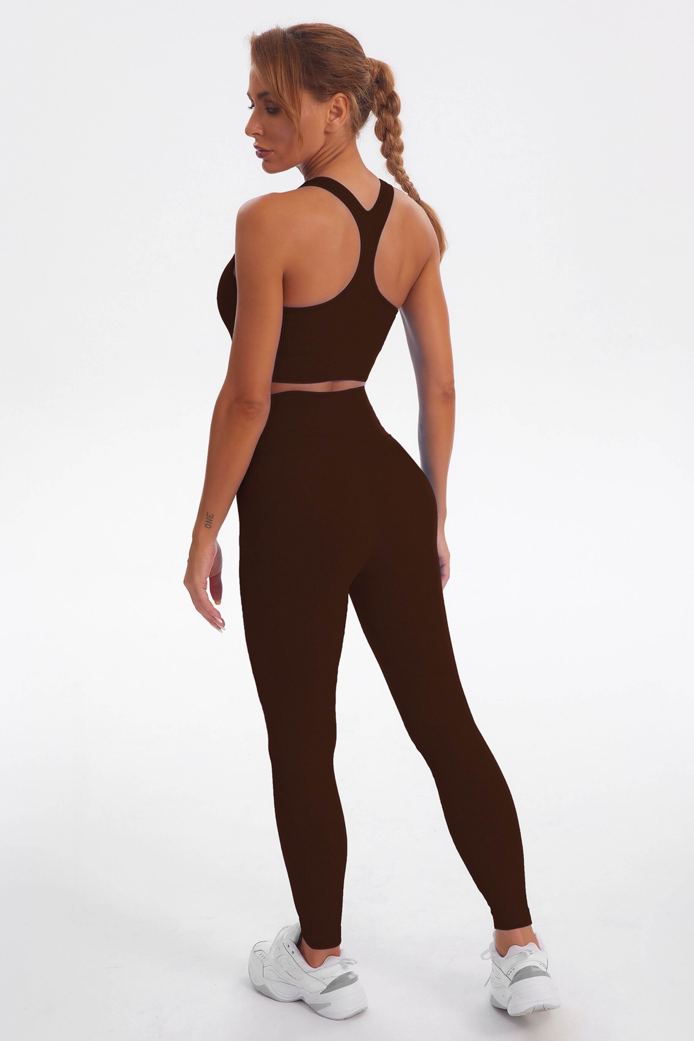 Acid Wash Seamless Ribbed 2 Piece Workout Sets