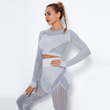 Yogadept hollow out Mesh Breathable Crop Tanks-Long Sleeves -  - CROP TANKS
