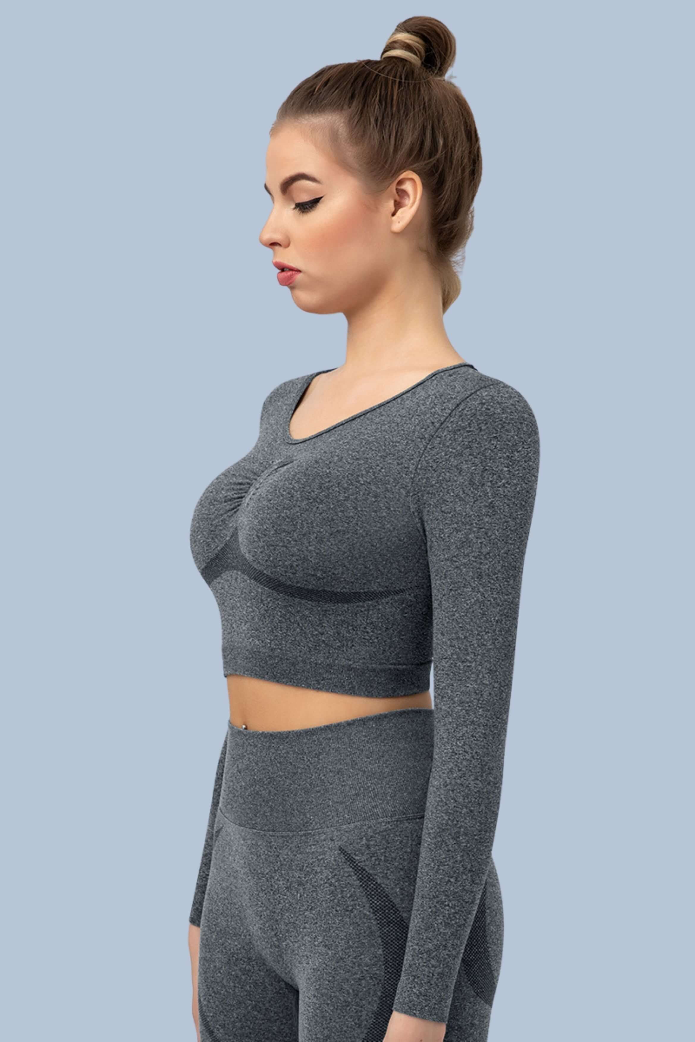 Superfit breathable Seamless Crop Tops Long sleeves