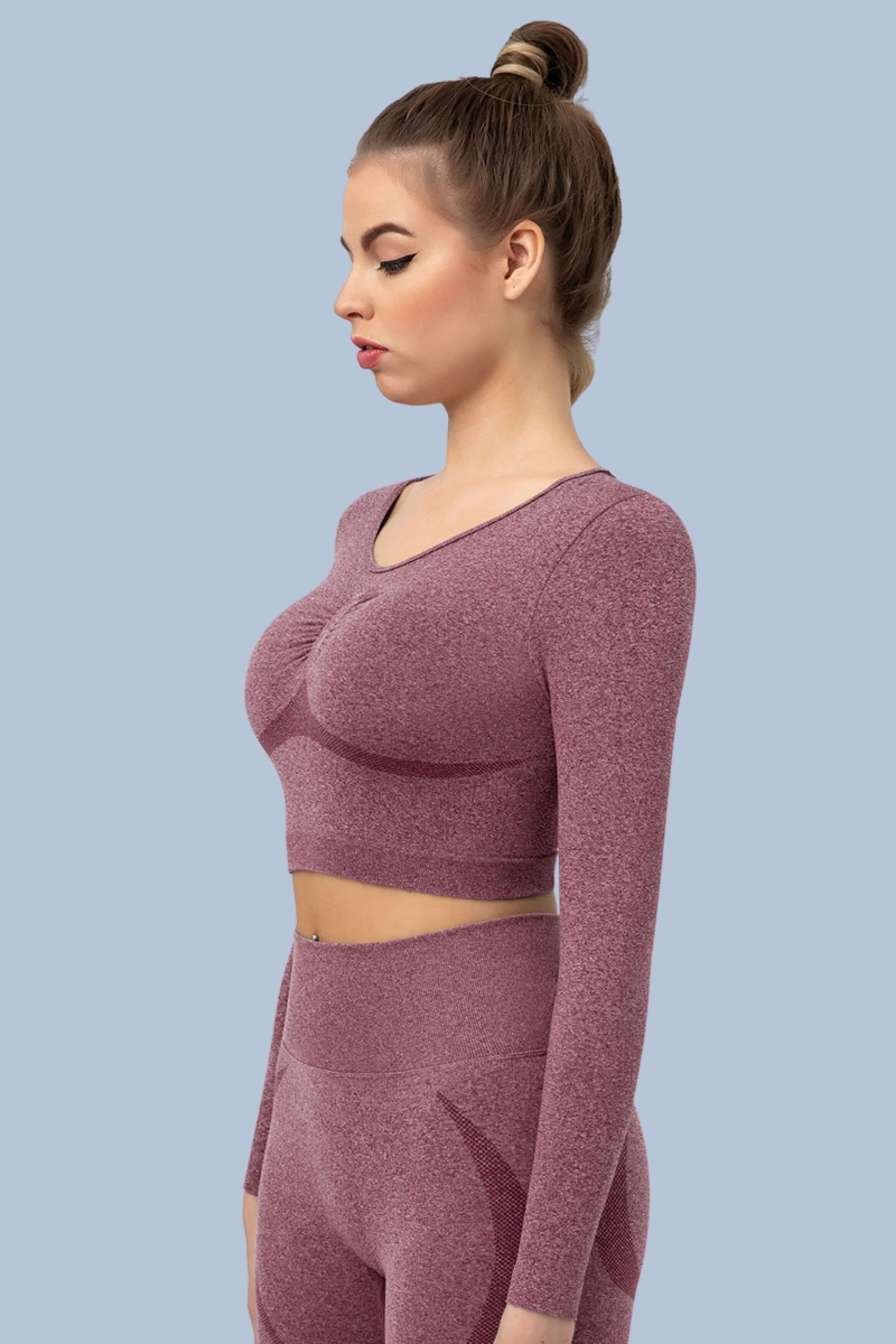 Superfit breathable Seamless Crop Tops Long sleeves
