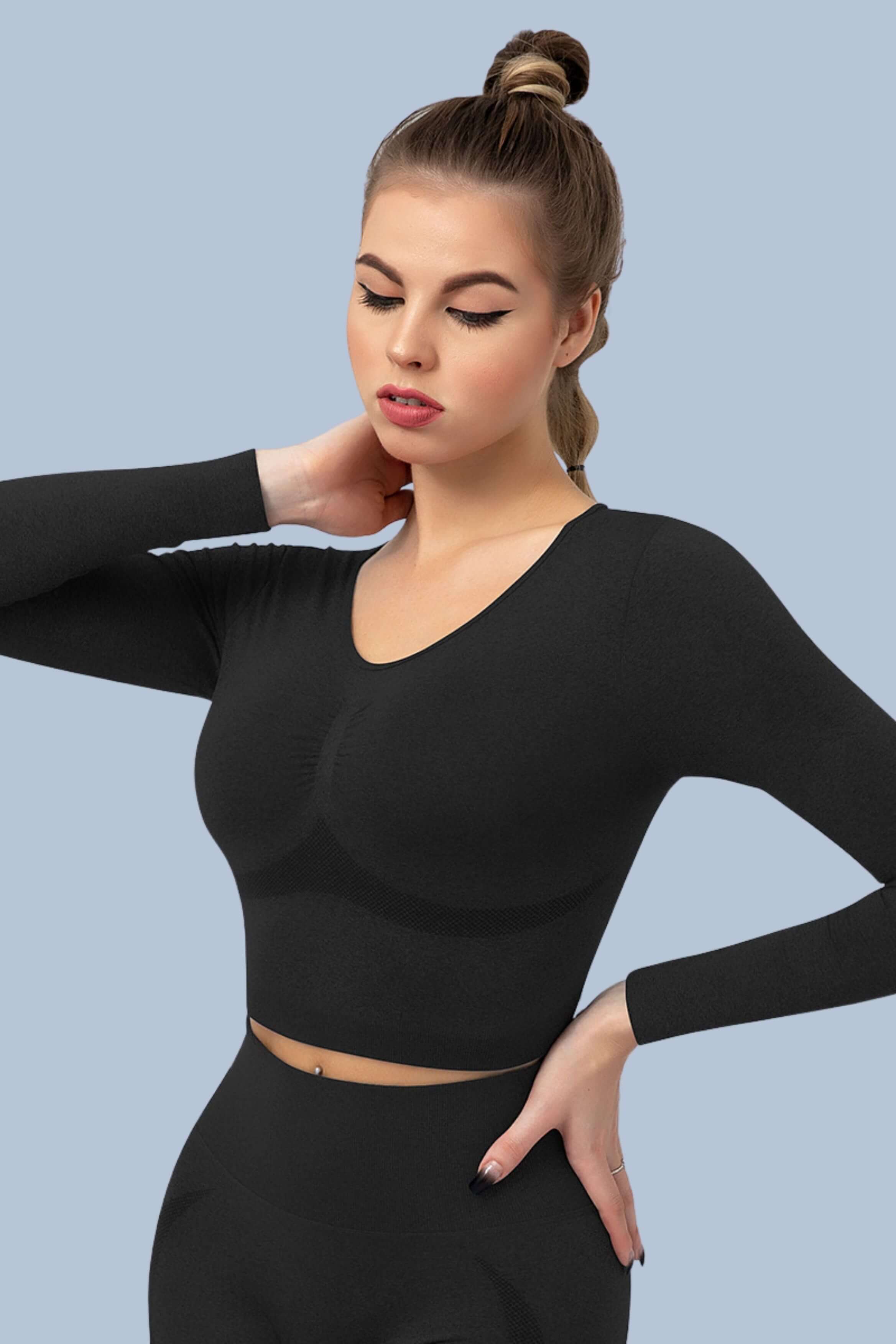 Superfit breathable Seamless Crop Tops Long sleeves