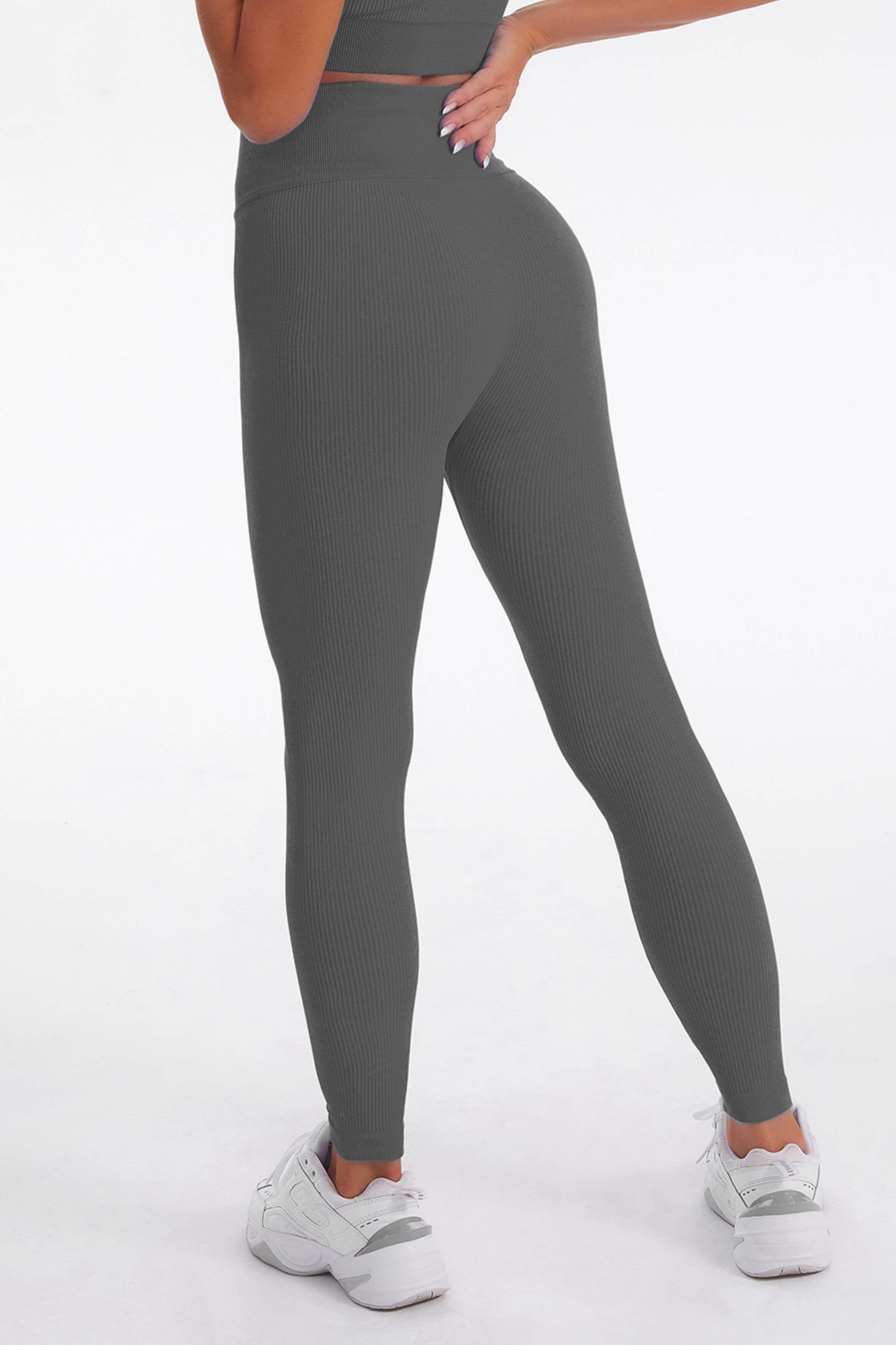 Acid Wash Long sleeves Seamless Ribbed 2 Piece Workout Sets