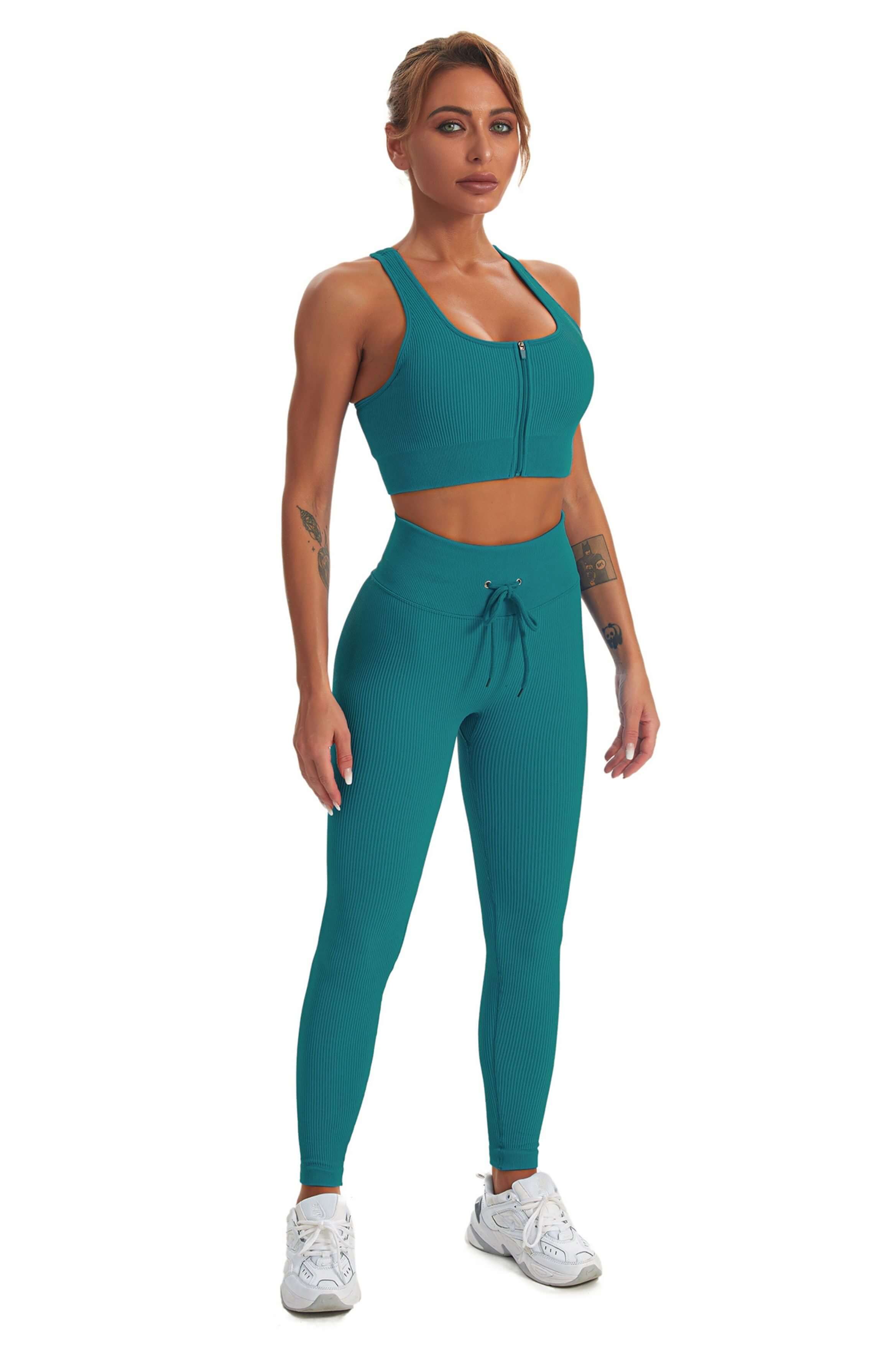 Acid Wash Seamless Ribbed 2 Piece Workout Sets