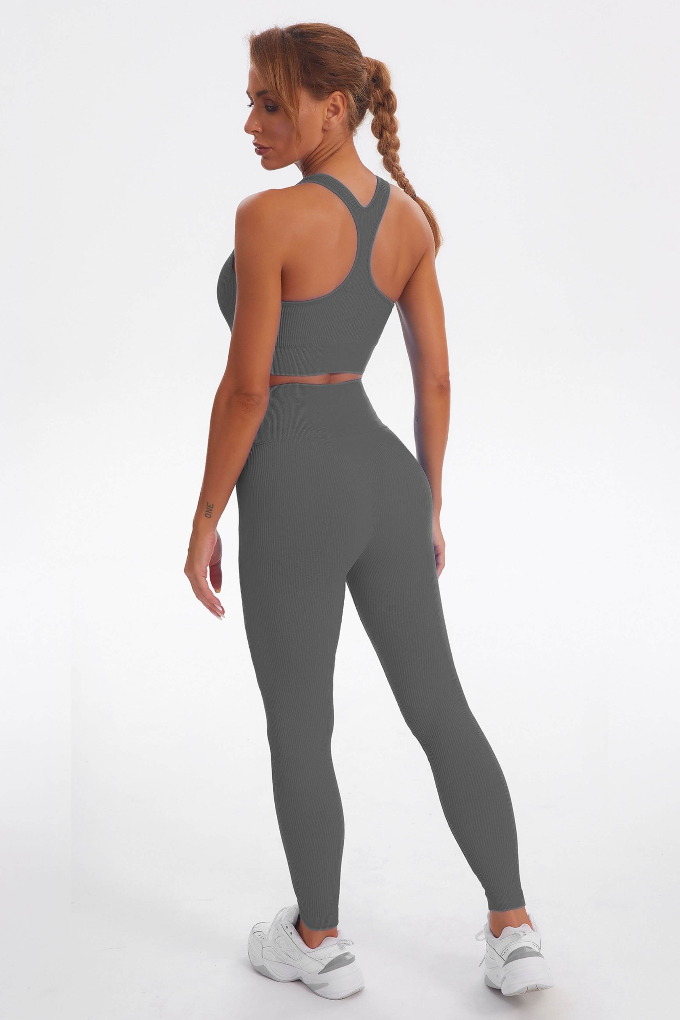 Acid Wash Seamless Ribbed 2 Piece Workout Sets