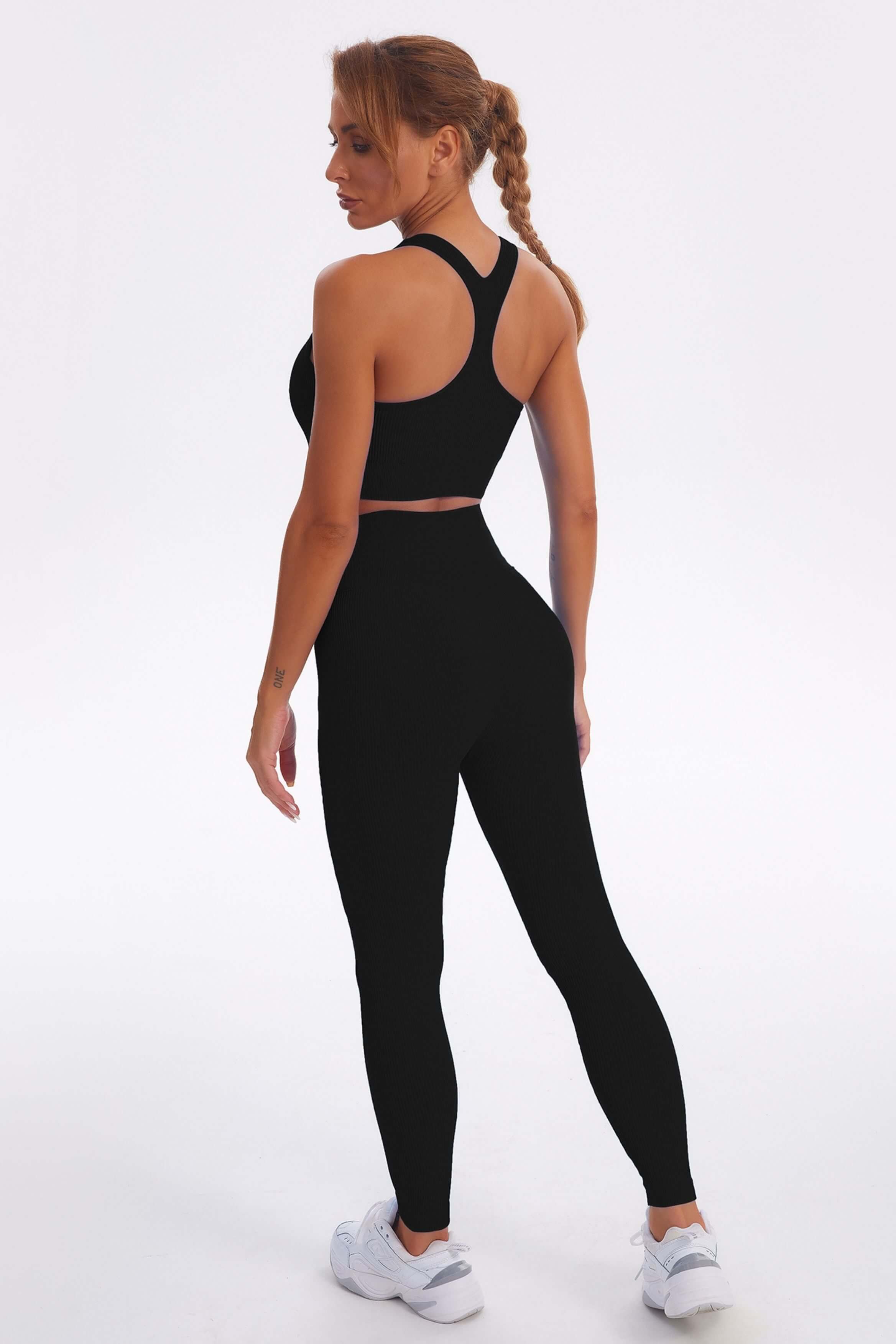 Acid Wash Seamless Ribbed 2 Piece Workout Sets