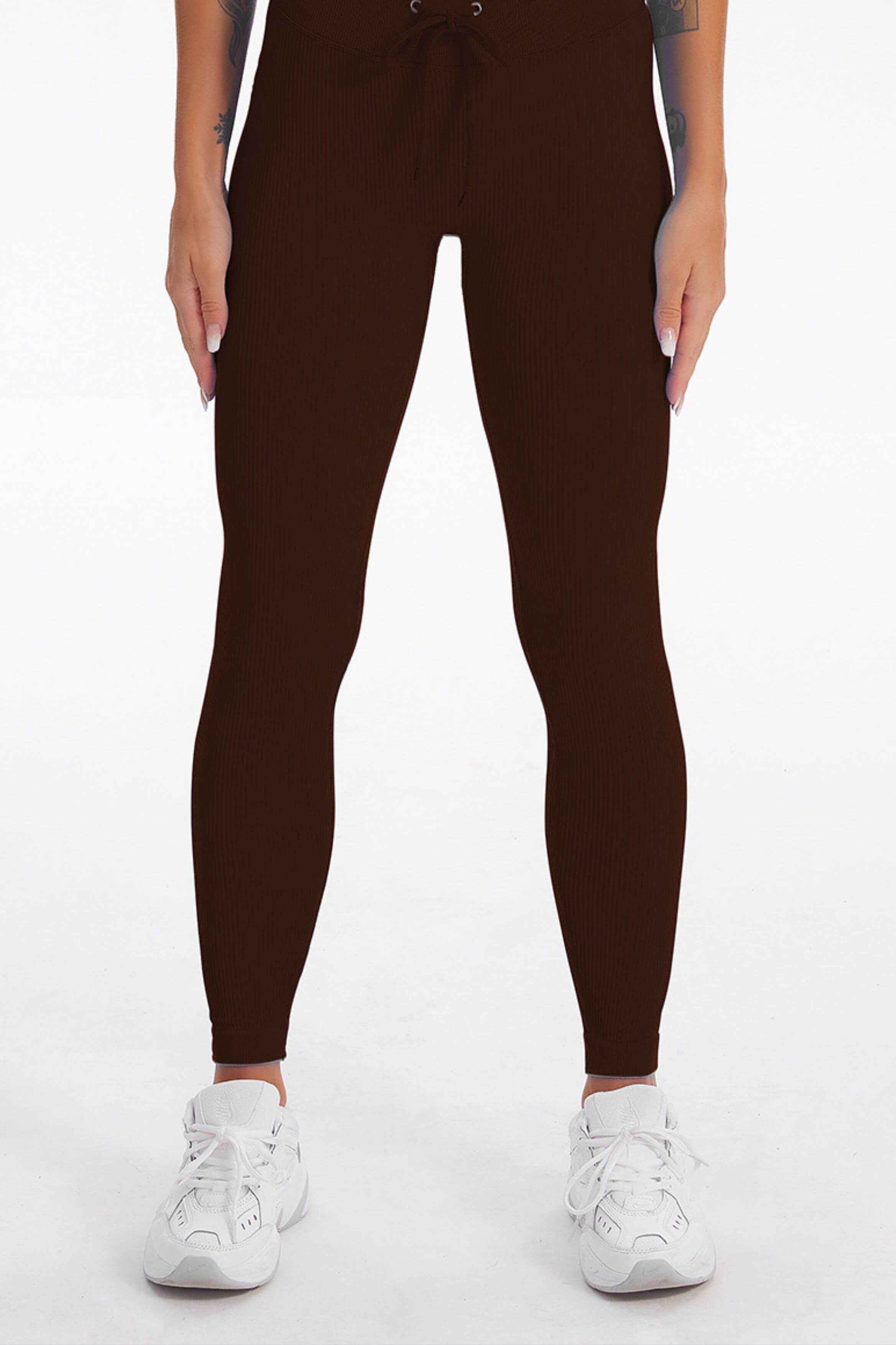 Acid Wash Long sleeves Seamless Ribbed 2 Piece Workout Sets