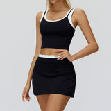 Wholesale Ribbed Yoga Vest With Skirt Set