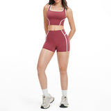 Wholesale Open Back Yoga Vest With Short Set