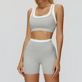 Wholesale Ribbed Yoga Bra With Short Set