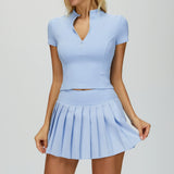 Wholesale Bare Feel Yoga  Short sleeves With Skirt Set