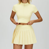 Wholesale Bare Feel Yoga  Short sleeves With Skirt Set