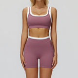 Wholesale Ribbed Yoga Bra With Short Set