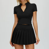 Wholesale Bare Feel Yoga  Short sleeves With Skirt Set