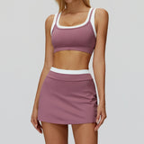 Wholesale Ribbed Yoga Bra With Skirt Set