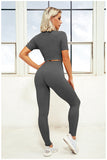 Women 2 Pieces Outfits Ribbed Seamless Yoga -  - Sets