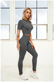 Women 2 Pieces Outfits Ribbed Seamless Yoga -  - Sets