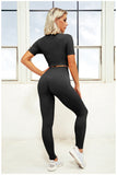 Women 2 Pieces Outfits Ribbed Seamless Yoga -  - Sets