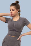 Superfit breathable Workout Crop Tops Short sleeves