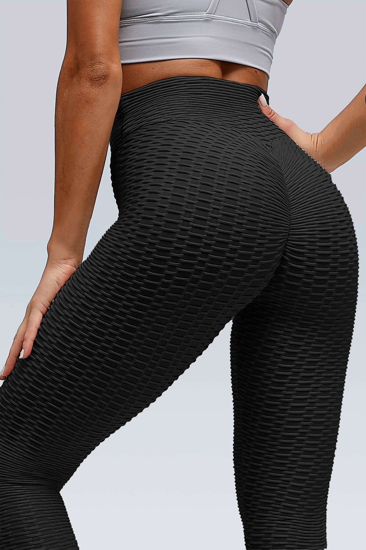 Honeycomb Scrunch Butt Lift Yoga Pants Tight Leggings + Sequin