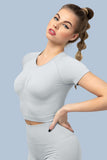 Superfit breathable Workout Crop Tops Short sleeves