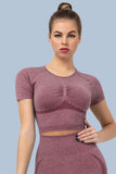 Superfit breathable Workout Crop Tops Short sleeves