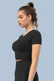 Superfit breathable Workout Crop Tops Short sleeves