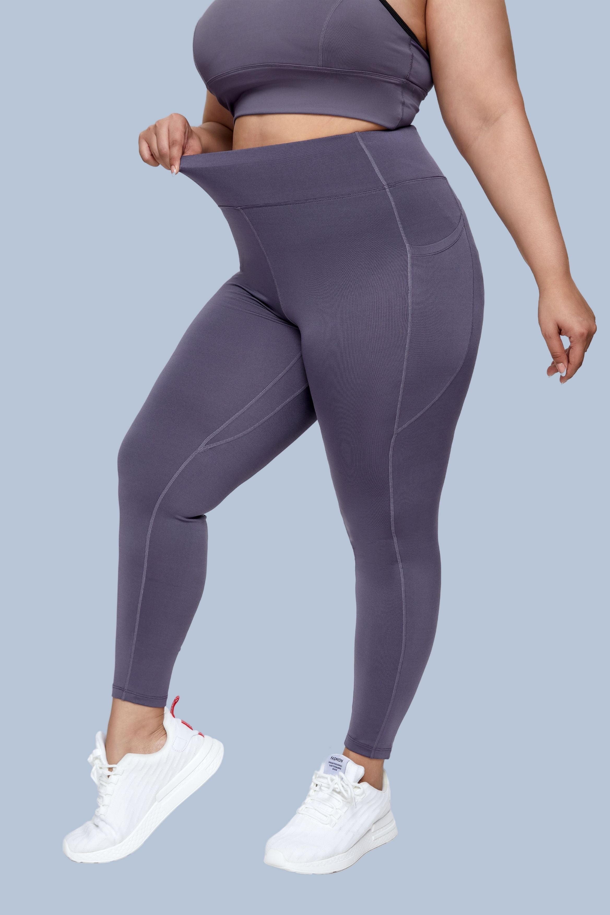 Women's Plus Size Pockets High Waisted Leggings - 0 XL / Purple