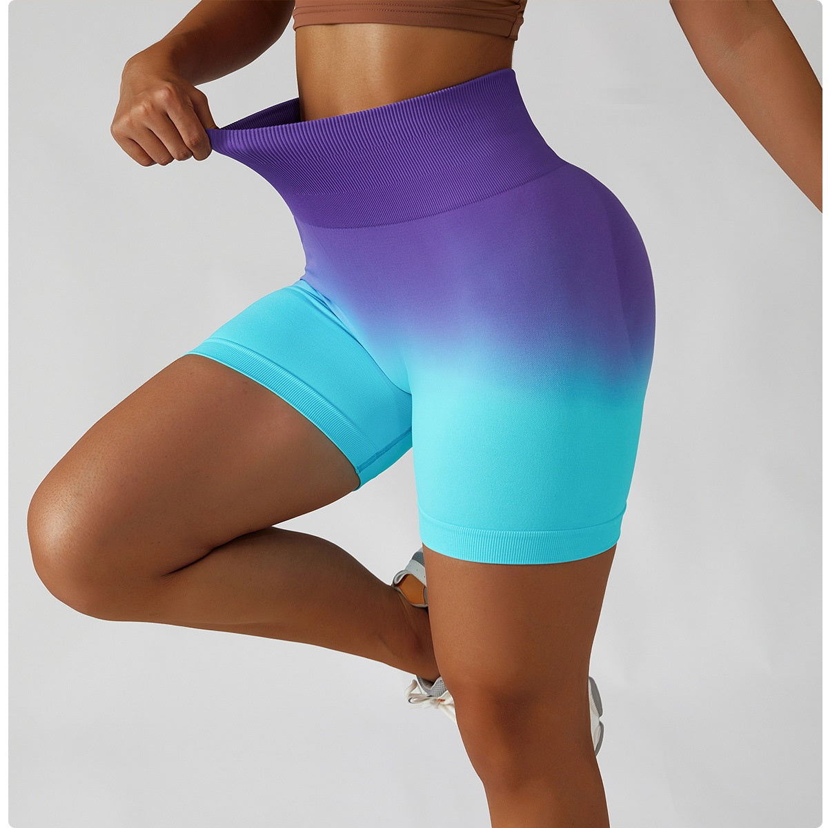 High-waisted Gradient Seamless Sports Shorts