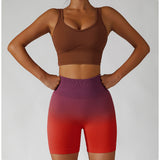 High-waisted Gradient Seamless Sports Shorts