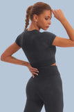 Acid Wash Seamless Short Sleeve Crop Top