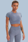 Acid Wash Seamless Short Sleeve Crop Top