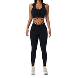 wholesale drawstring-lapel sports fitness long sets