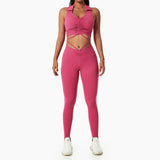 wholesale drawstring-lapel sports fitness long sets