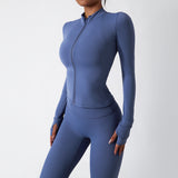 Women's zipper long-sleeved fitness long set