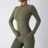 Women's zipper long-sleeved fitness long set