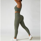 Wholesale Women Leopard Sports Bra & Tummy Control Pants