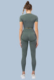 Superfit breathable High Waist Short sleeves Workout Set