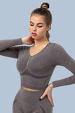 Superfit breathable Seamless Crop Tops Long sleeves