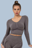 Superfit breathable Seamless Crop Tops Long sleeves