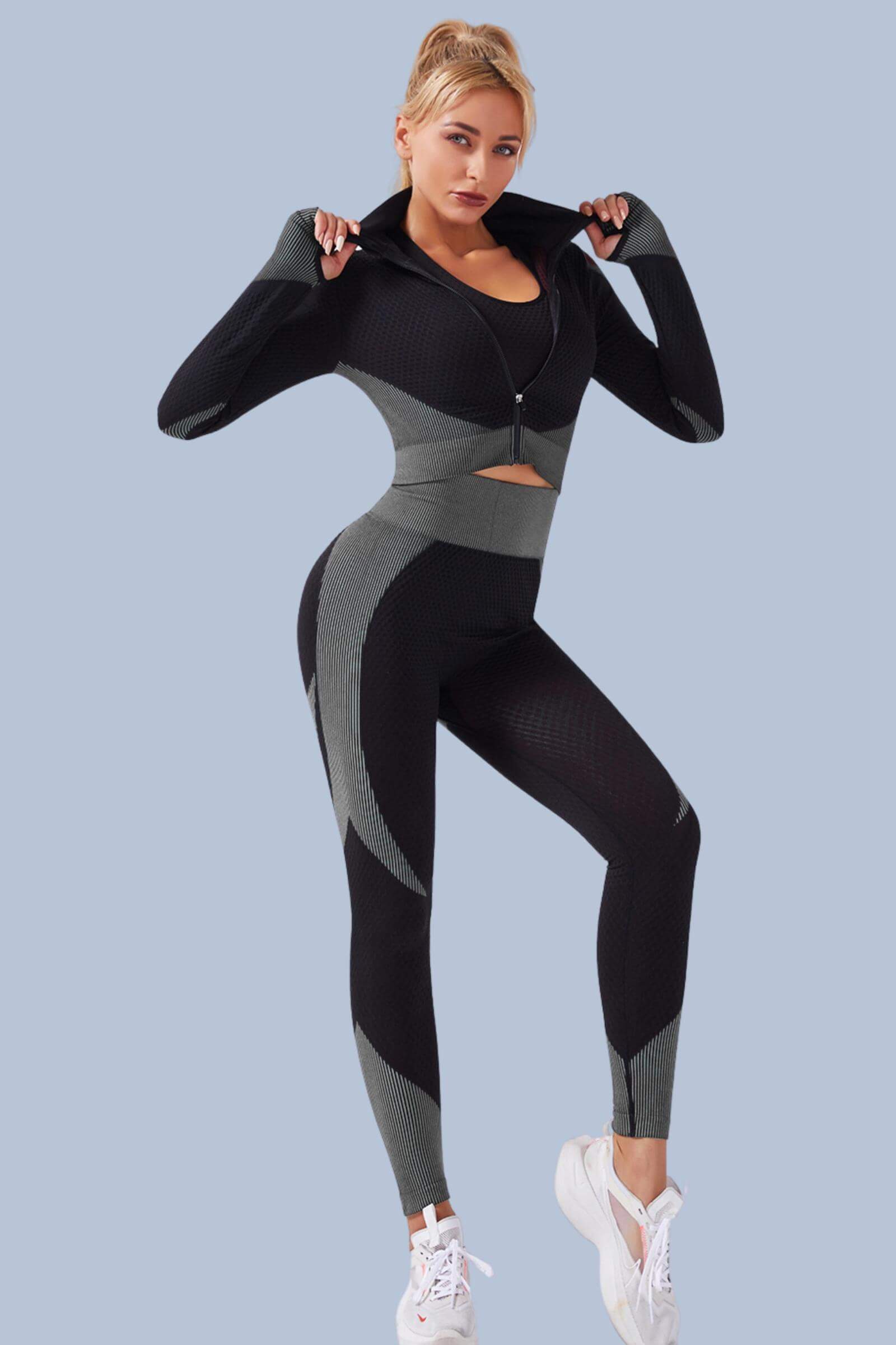 Workout Outfit 3 Piece Seamless Stretch suits – YOGADEPT